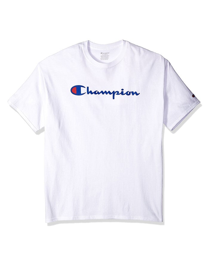 Champion Cotton Script Logo - Hvite T-Skjorte Gutt - Norge 029BVLDWI